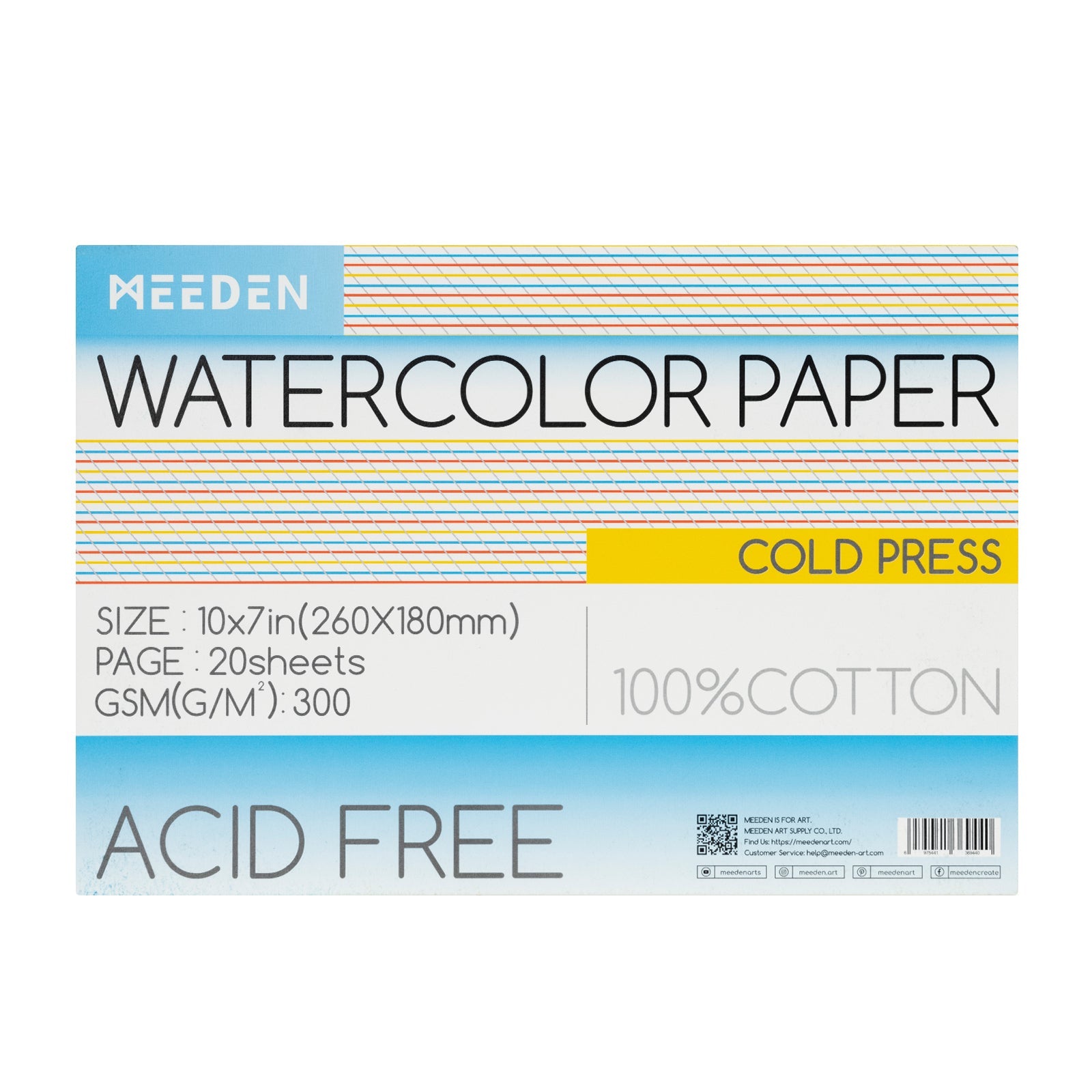 MEEDEN 100% Cotton Watercolor Paper Pad – Cold Press, Hot Press & Rough