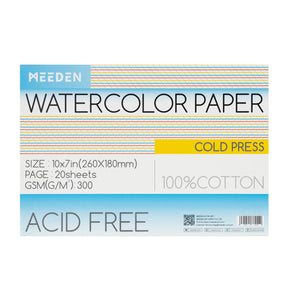 MEEDEN 100% Cotton Watercolor Paper Pad – Cold Press, Hot Press & Rough