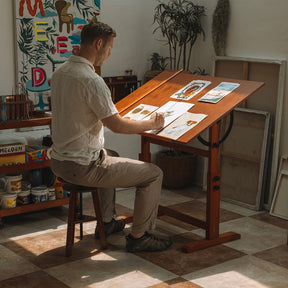 MEEDEN Extra Large Wood Drafting Table, Light Walnut-XSZ-4-M