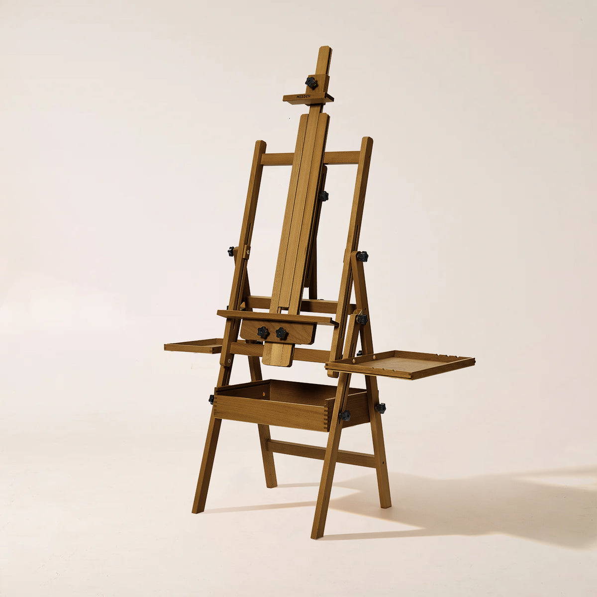 Meeden Large Wooden Painting Easel with Storage Drawer and Palette Holders-Light Walnut