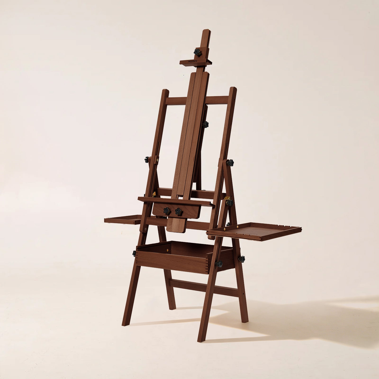 MEEDEN Large H-Frame Wooden Easel with Storage Drawer - Dark Walnut