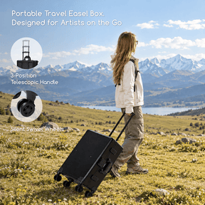 MEEDEN 3-in-1 Portable Plein Air Easel Box with Wheels