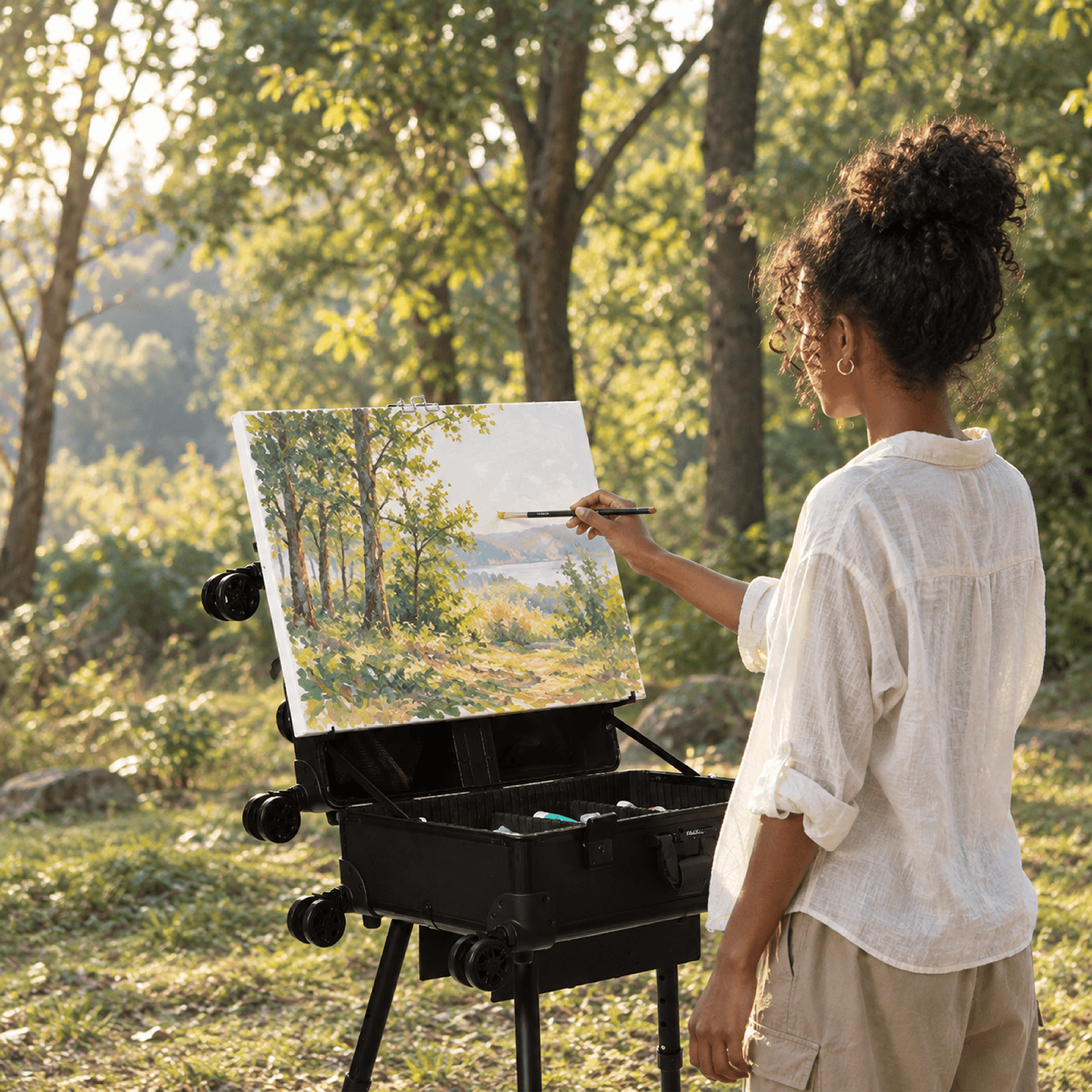 MEEDEN 3-in-1 Portable Plein Air Easel Box with Wheels