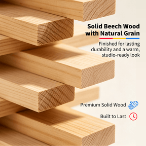 MEEDEN Solid Beech Wood Art Storage Cart with Drawers,Natural