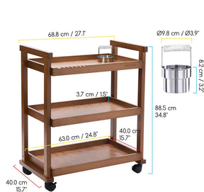 MEEDEN 3-Tier Storage Art Cart/Trolley,Walnut-W13