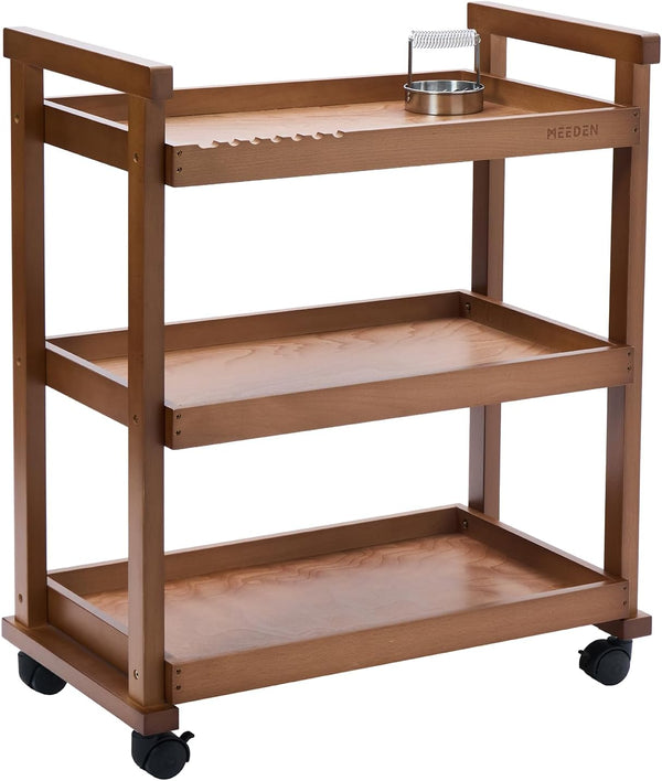 MEEDEN 3-Tier Storage Art Cart/Trolley,Walnut-W13