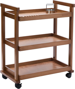 MEEDEN 3-Tier Storage Art Cart/Trolley,Walnut-W13