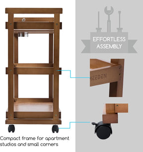 MEEDEN 3-Tier Storage Art Cart/Trolley,Walnut-W13