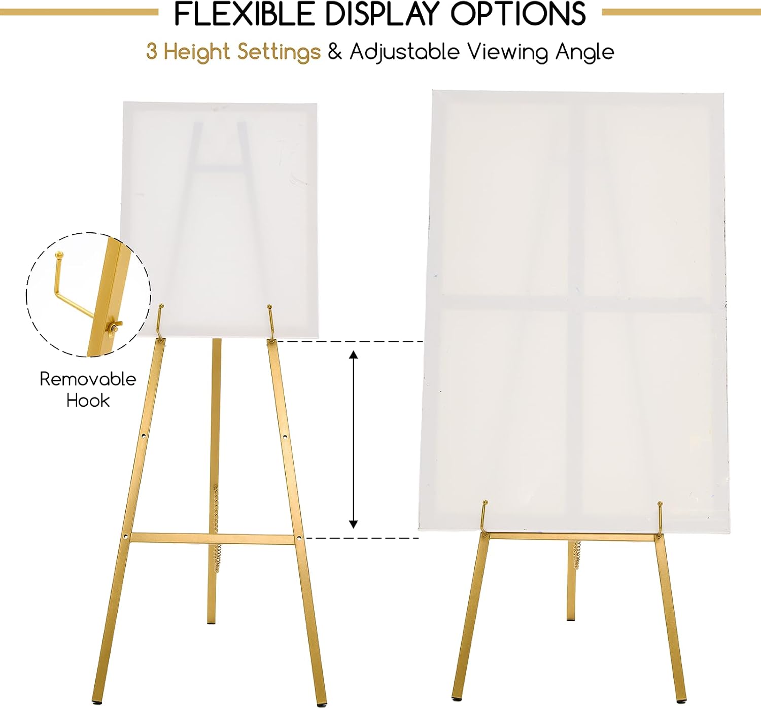 MEEDEN Gold Easel Stand for Wedding Signs, Adjustable Metal Display Easel