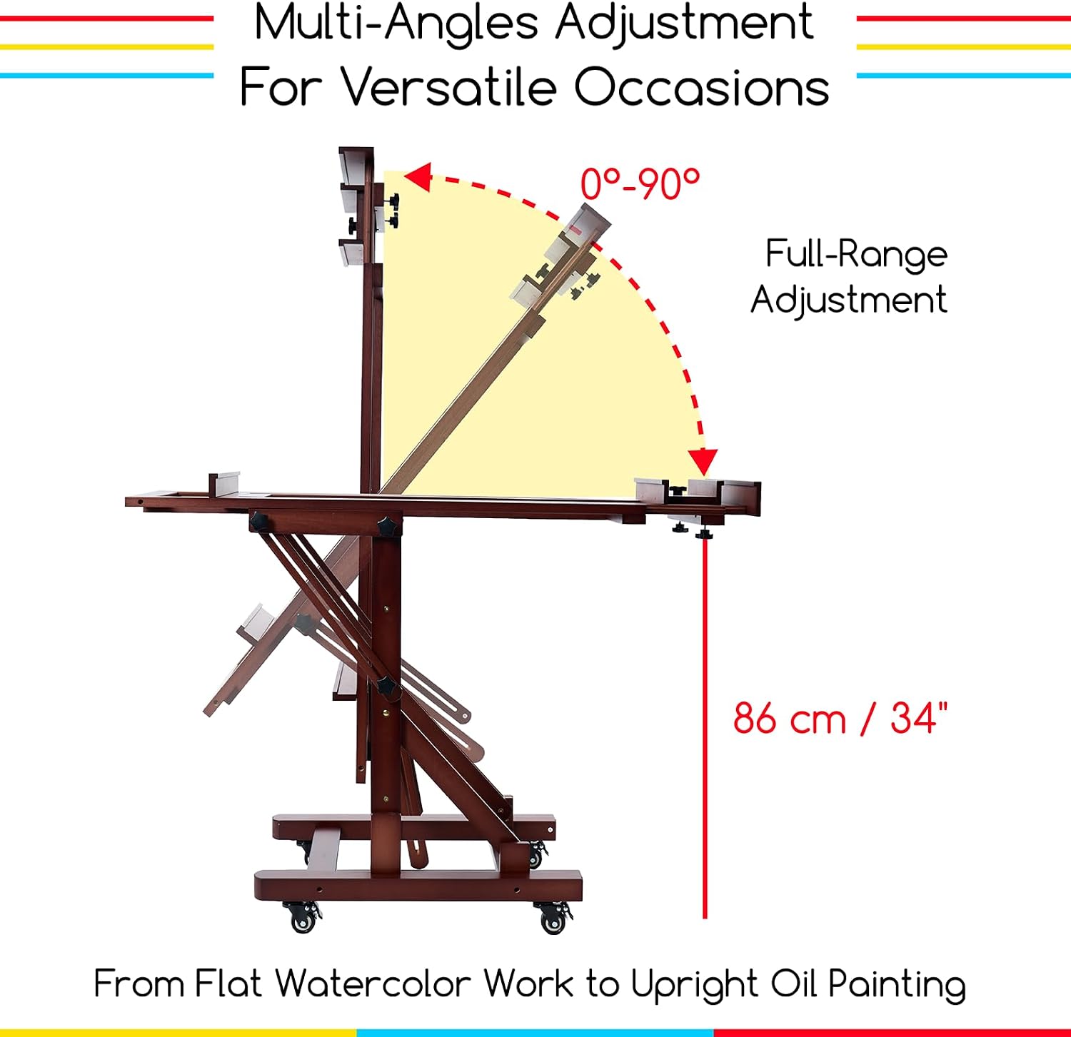 MEEDEN Deluxe Multi-Function Heavy Duty Large Artist Easel-Dark Walnut-DHJ-3