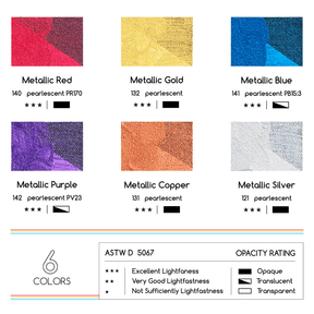 MEEDEN Heavy Body Metallic Acrylic Paint Set – 6 × 60ml