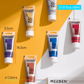 MEEDEN Heavy Body Metallic Acrylic Paint Set – 6 × 60ml