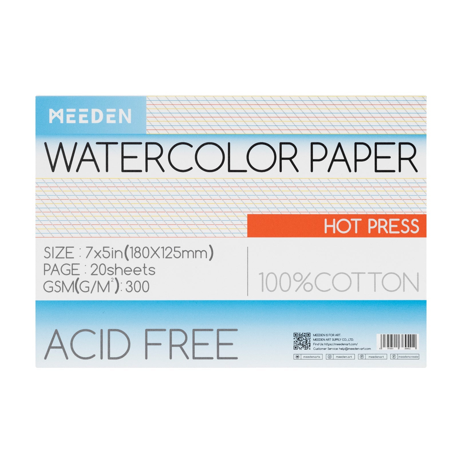 MEEDEN 100% Cotton Watercolor Paper Pad – Cold Press, Hot Press & Rough