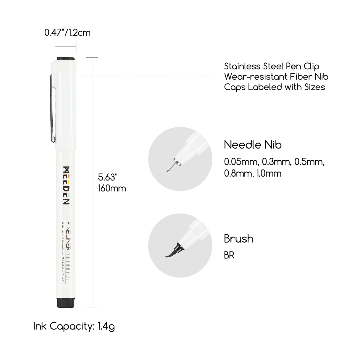 MEEDEN Micro Fineliner Drawing Pens: 6-Size Fine Liner Pen Set