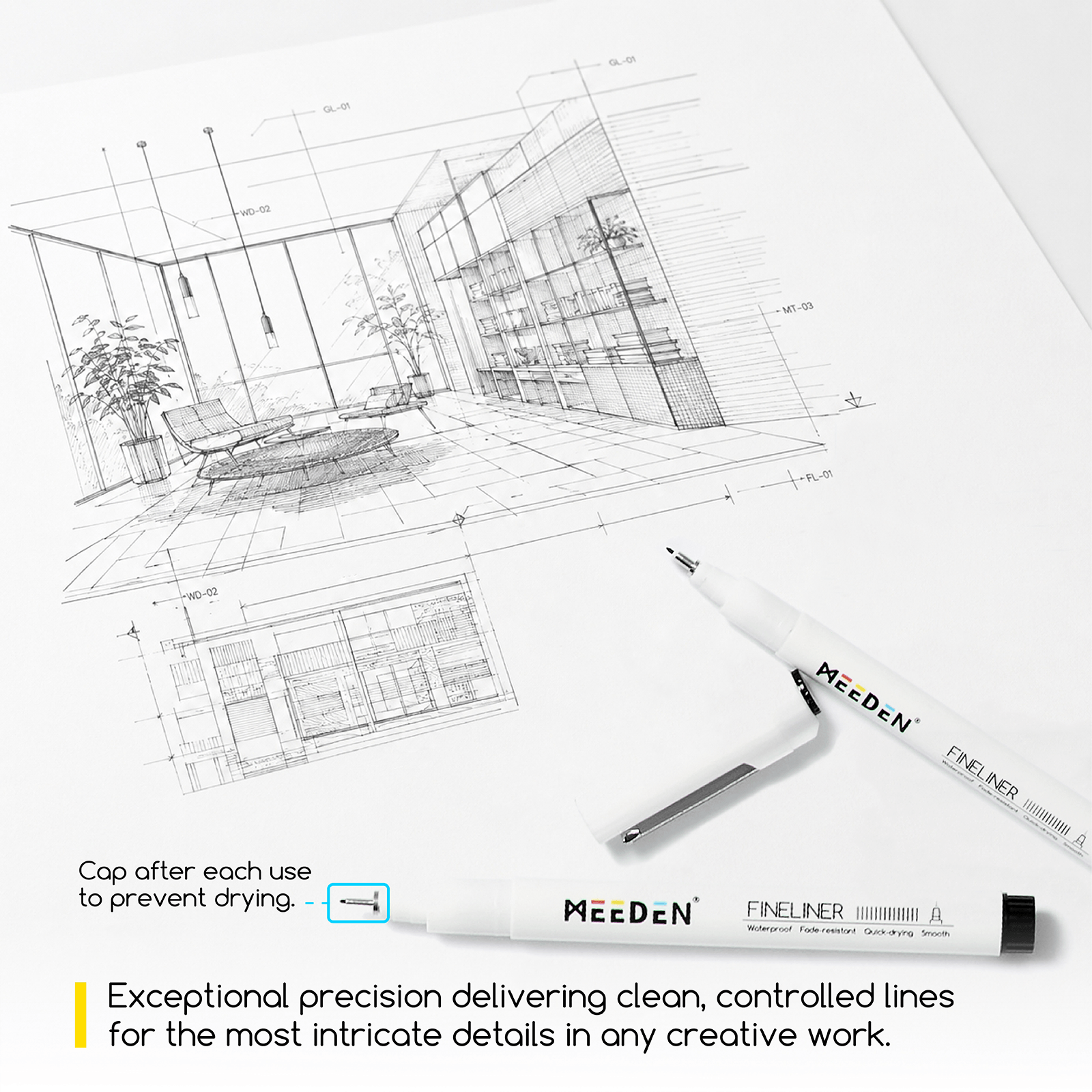 MEEDEN Micro Fineliner Drawing Pens: 6-Size Fine Liner Pen Set