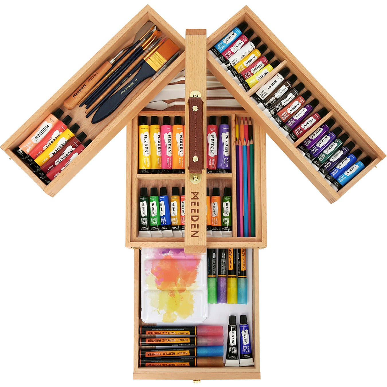 Wooden Art Supply Storage Box-HBX-7