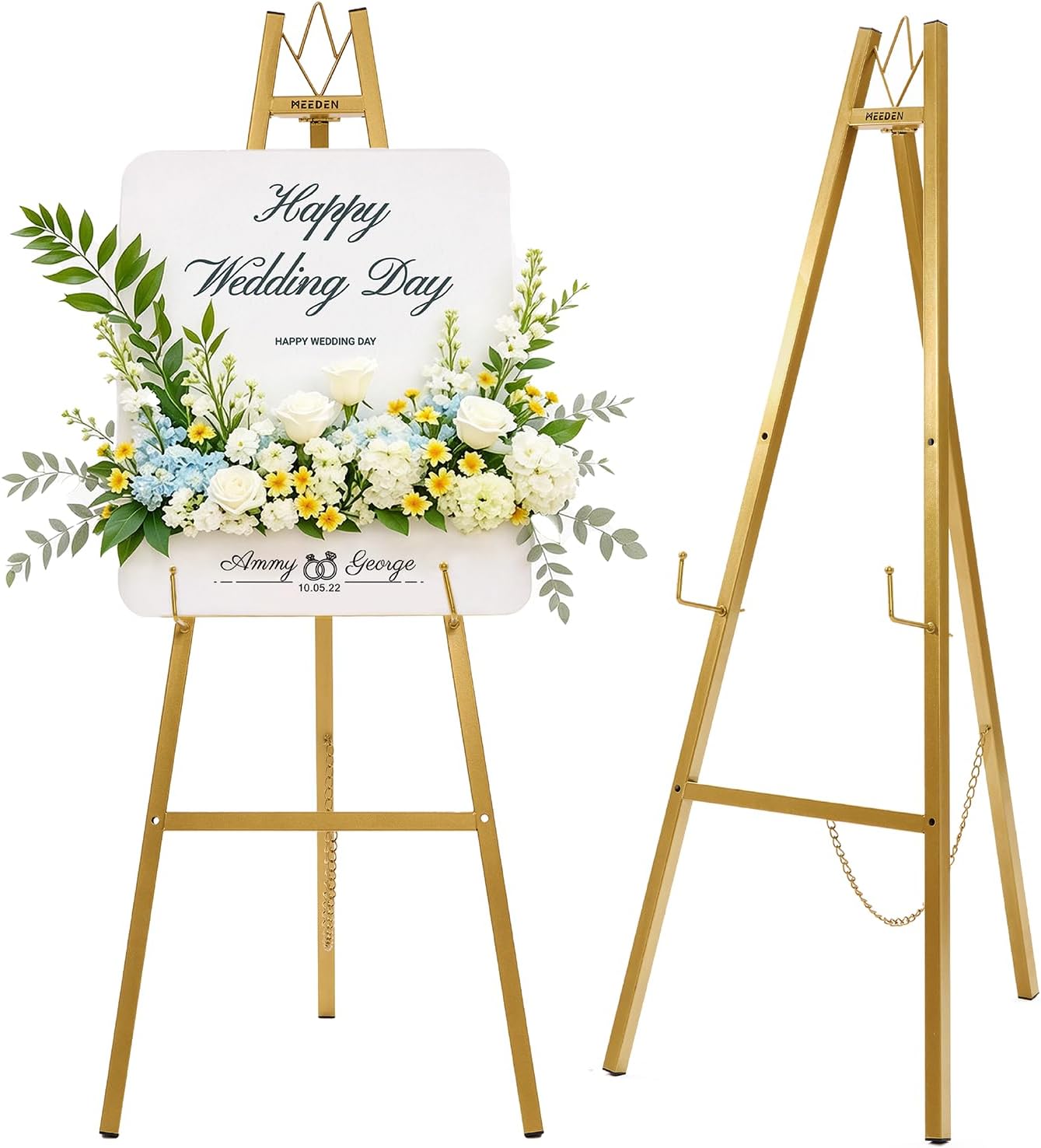 MEEDEN Gold Easel Stand for Wedding Signs, Adjustable Metal Display Easel