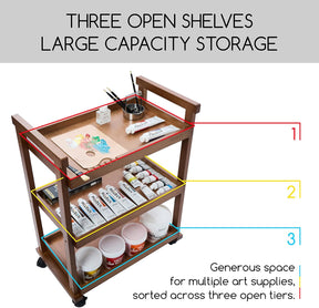 MEEDEN 3-Tier Storage Art Cart/Trolley,Walnut-W13