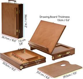 MEEDEN Tabletop Easel with Storage Drawer & Palette-Walnut-XHC-1A