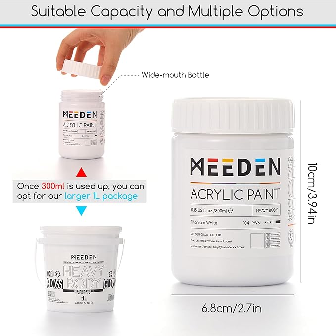 MEEDEN Titanium White Acrylic Paint: 300ml/ 10oz-PTA-1078-104