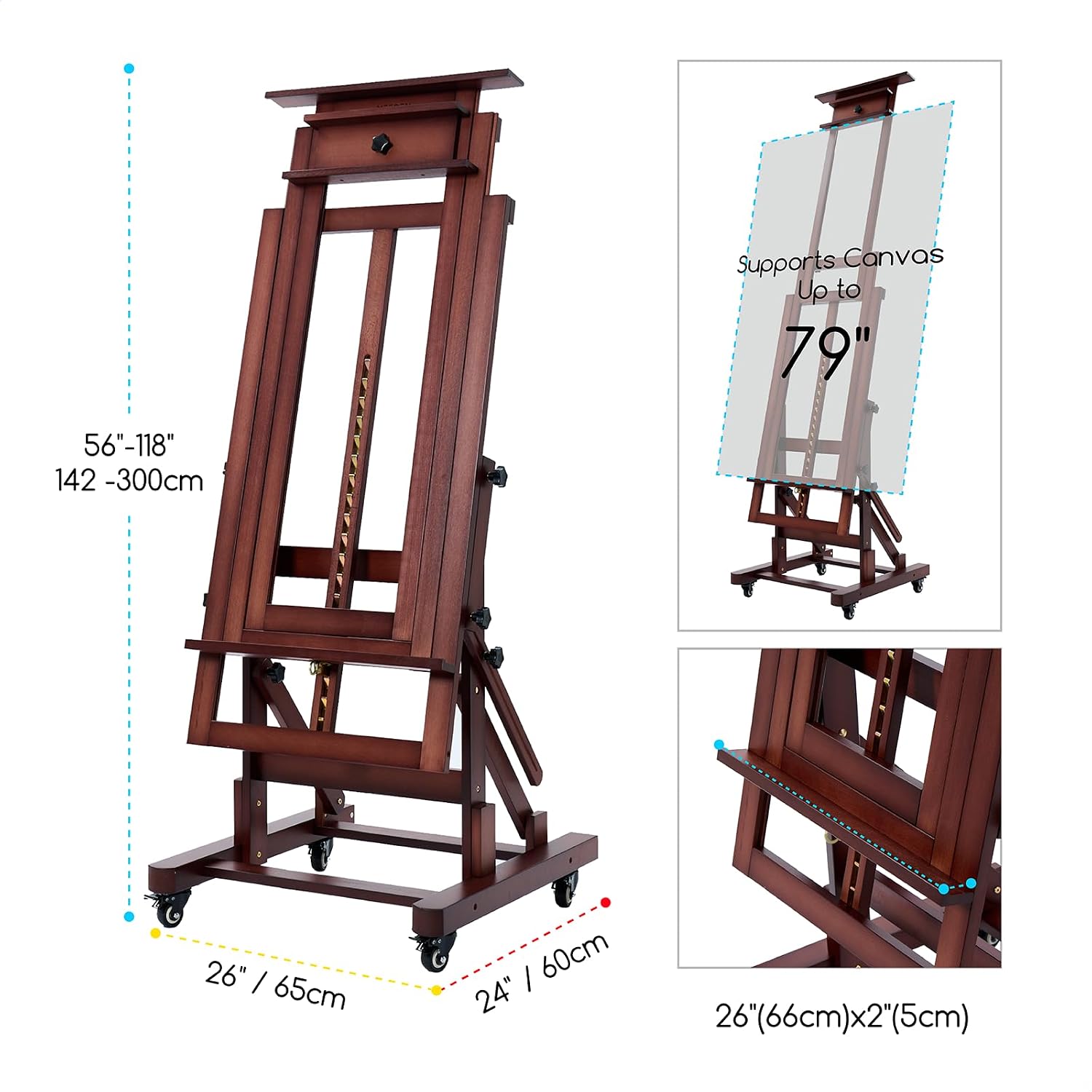 MEEDEN Deluxe Multi-Function Heavy Duty Large Artist Easel-Dark Walnut-DHJ-3