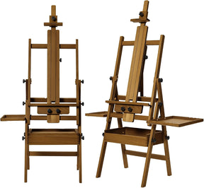 MEEDEN Large H-Frame Wooden Easel with Storage Drawer - Light Walnut