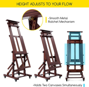 MEEDEN Deluxe Multi-Function Heavy Duty Large Artist Easel-Dark Walnut-DHJ-3
