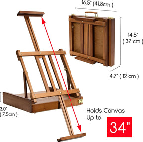 MEEDEN Artist Tabletop Easel with Metal Lined Drawer-Walnut-W05B