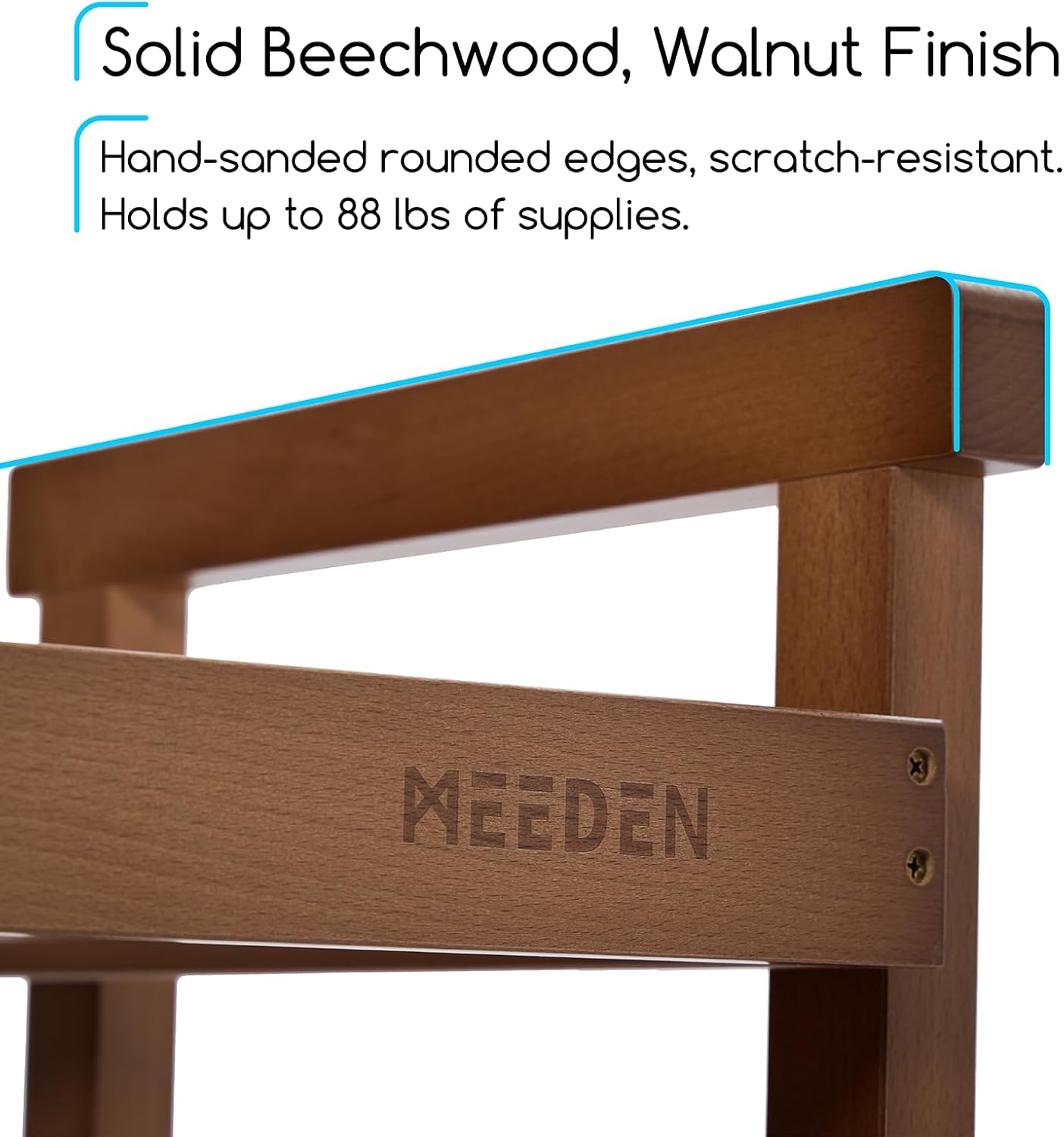 MEEDEN 3-Tier Storage Art Cart/Trolley,Walnut-W13