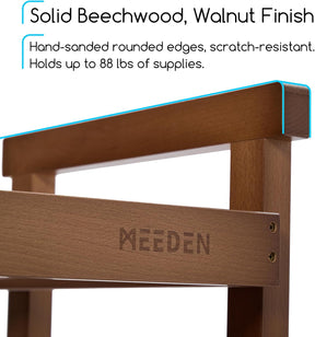 MEEDEN 3-Tier Storage Art Cart/Trolley,Walnut-W13