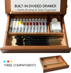 MEEDEN Tabletop Easel with Storage Drawer & Palette-Walnut-XHC-1A