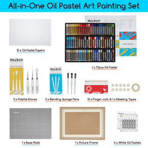 MEEDEN Soft Oil Pastels Set, 102Pcs Oil Pastel Kit with 72 Colors & 6 White Pastel