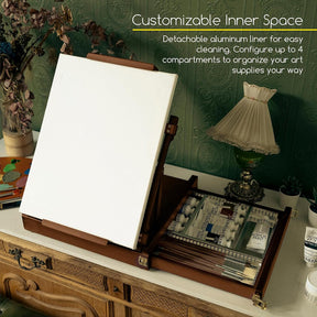 MEEDEN Artist Tabletop Easel with Metal Lined Drawer-Walnut-W05B