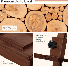 MEEDEN Large H-Frame Wooden Easel with Storage Drawer - Dark Walnut