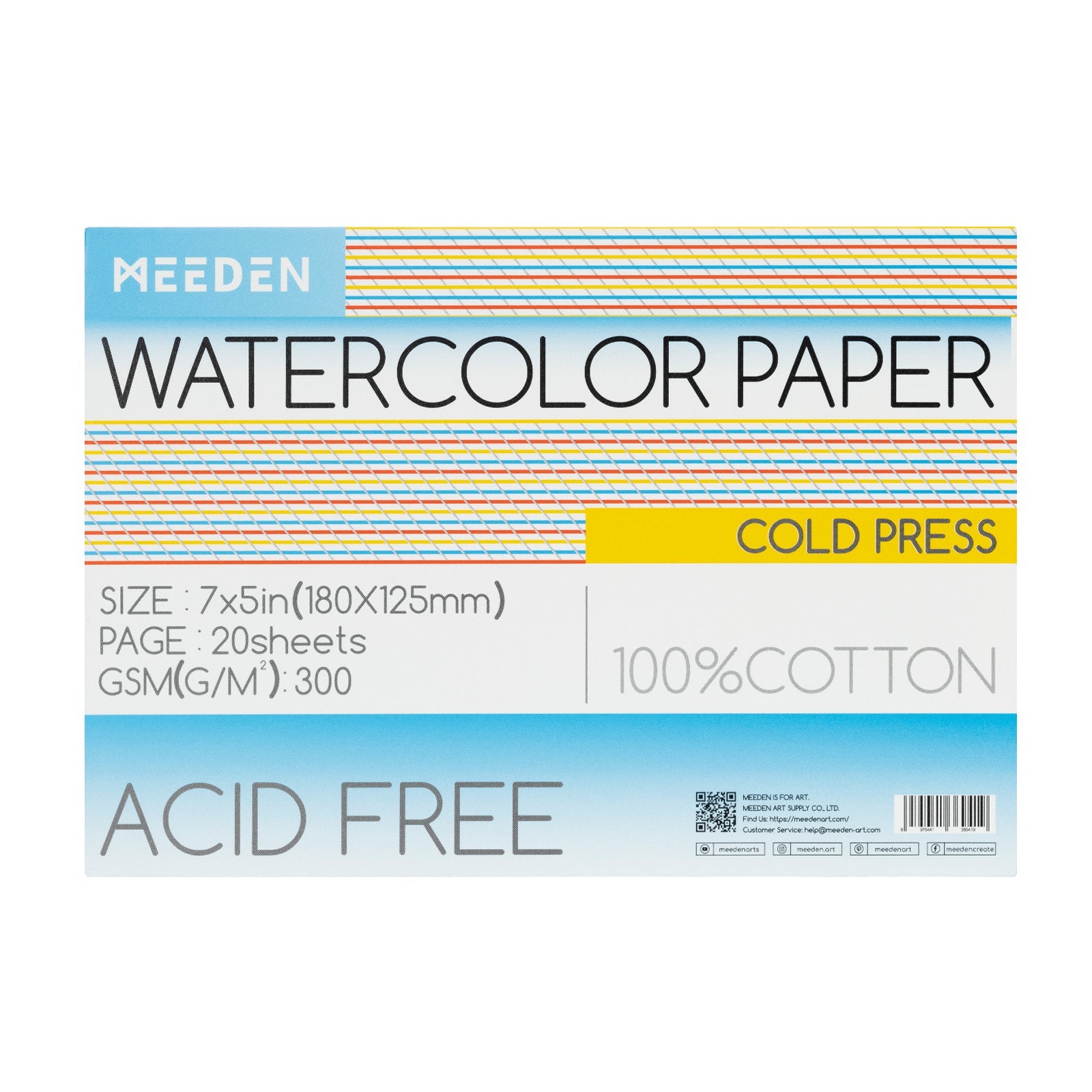 MEEDEN 100% Cotton Watercolor Paper Pad – Cold Press, Hot Press & Rough