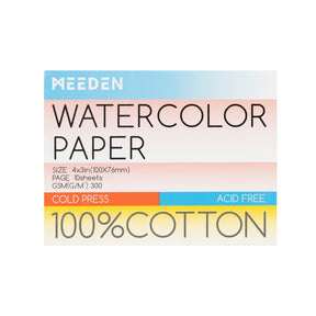 MEEDEN 100% Cotton Watercolor Paper Pad – Cold Press, Hot Press & Rough