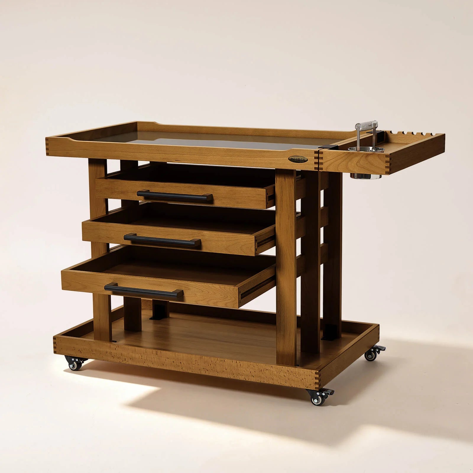 MEEDEN Extra Large Wooden Art Supply Storage Cart：Walnut