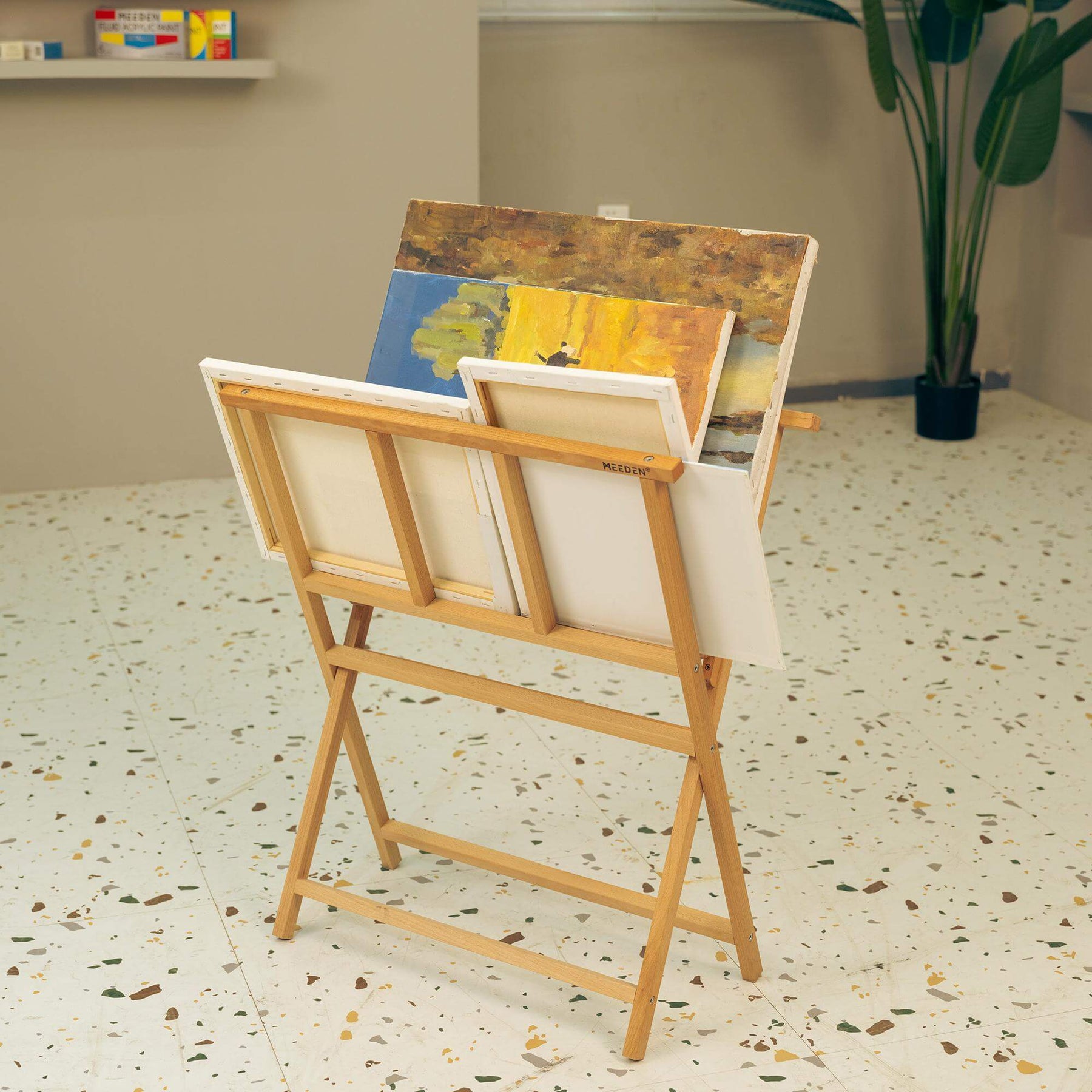 MEEDEN Folding Art Print Rack Natural Wood-Small