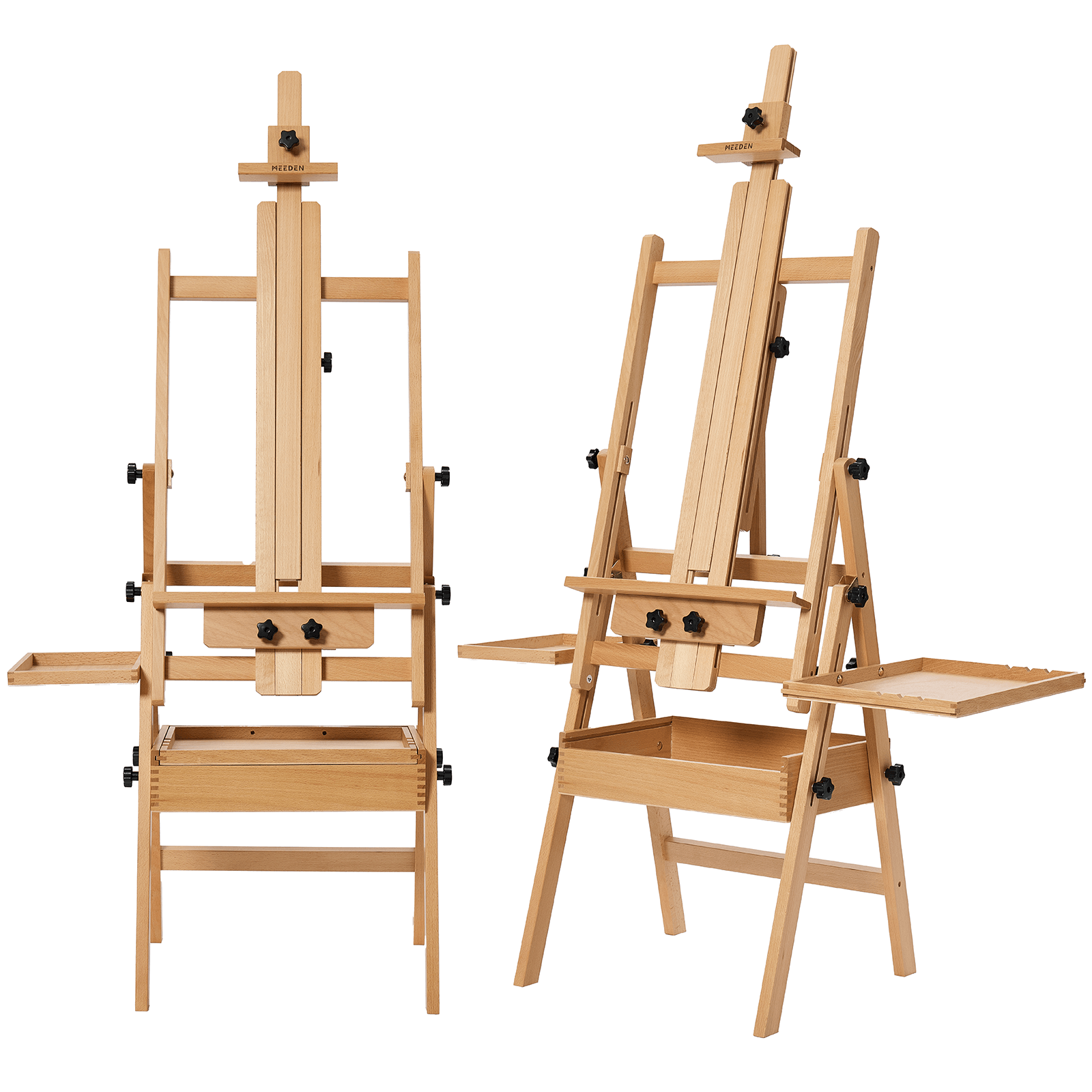 MEEDEN Large Natural Wood H-Frame Easel with Storage Drawer