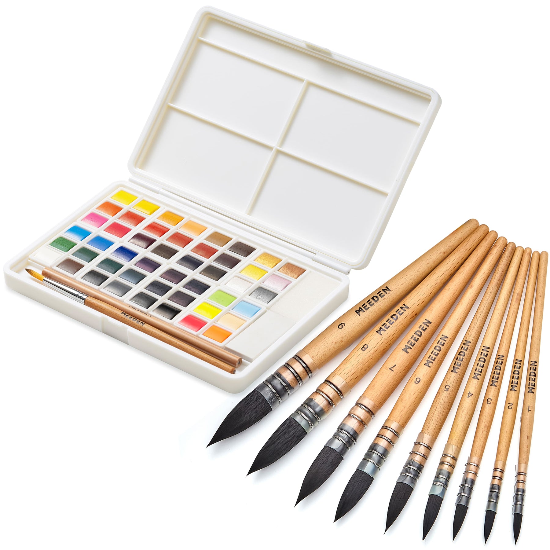 MEEDEN Solid Watercolor and Professional Brushes Set