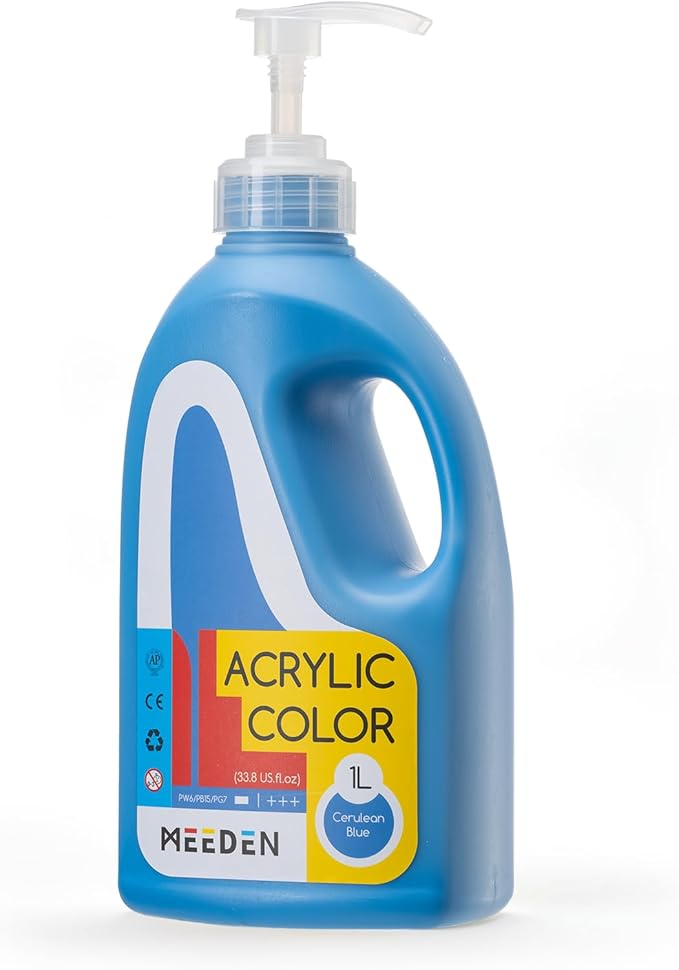 MEEDEN Viridian Green Acrylic Paint: 1 L /33.8 oz Satin Liquid Paint with Pump Lid-PTA-1060