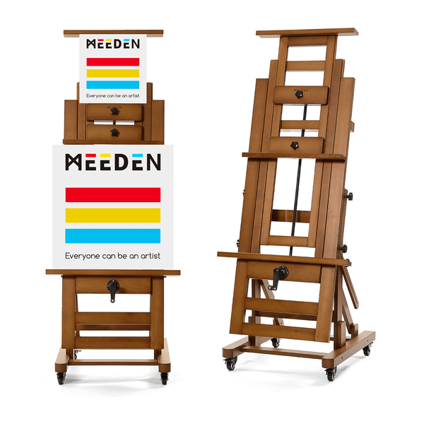 MEEDEN Deluxe Studio Large Rocker Crank Heavy Duty Artist Easel-Light Walnut-DHJ-12