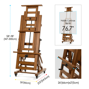 MEEDEN Deluxe Studio Large Rocker Crank Heavy Duty Artist Easel-Light Walnut-DHJ-12