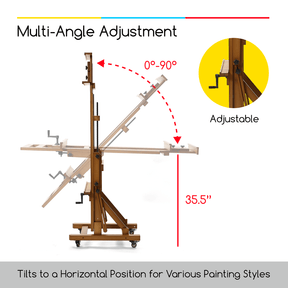 MEEDEN Deluxe Studio Large Rocker Crank Heavy Duty Artist Easel-Light Walnut-DHJ-12