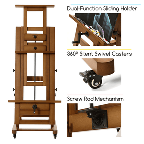 MEEDEN Deluxe Studio Large Rocker Crank Heavy Duty Artist Easel-Light Walnut-DHJ-12
