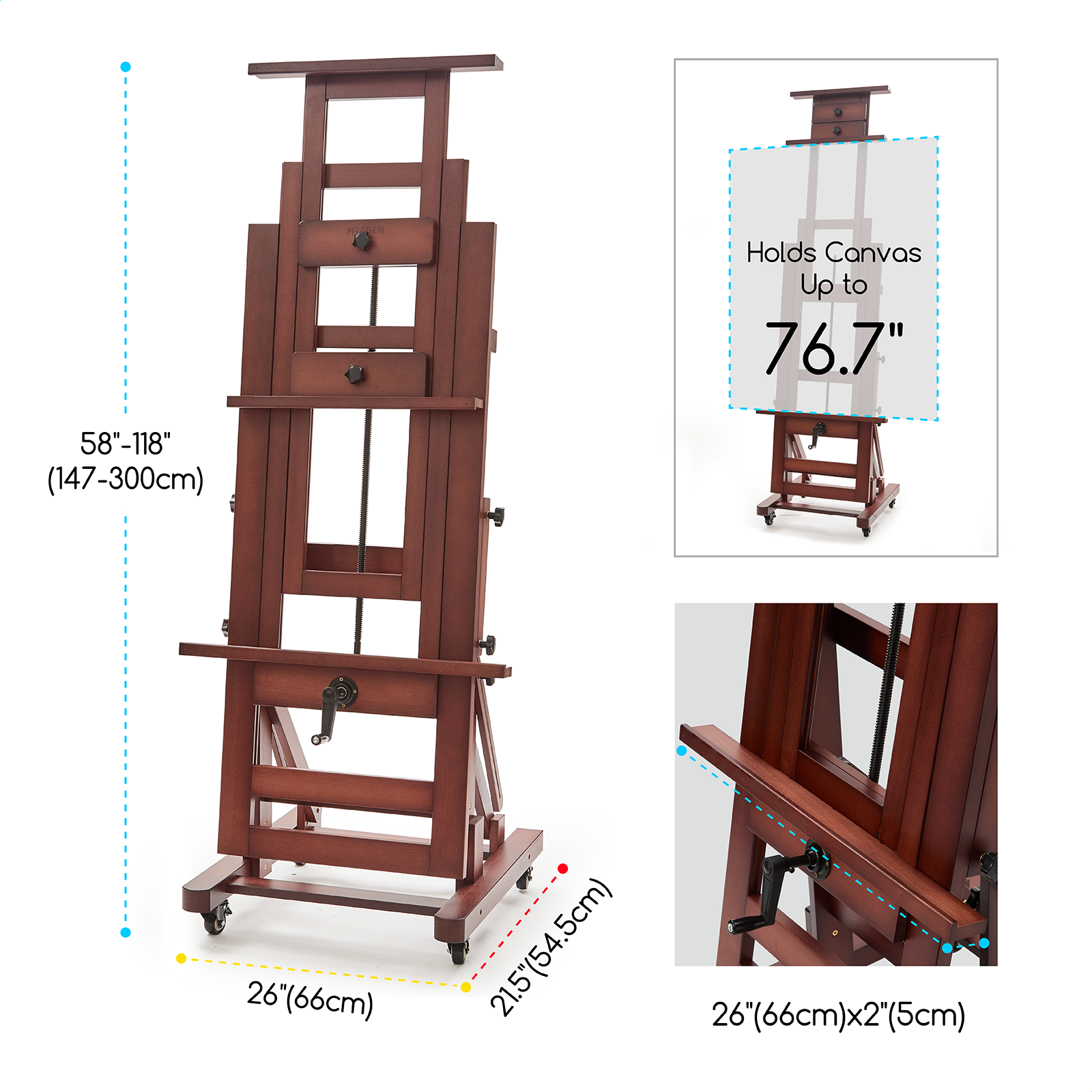 MEEDEN Extra-Large Artist Studio Easel in Dark Walnut-DHJ-12