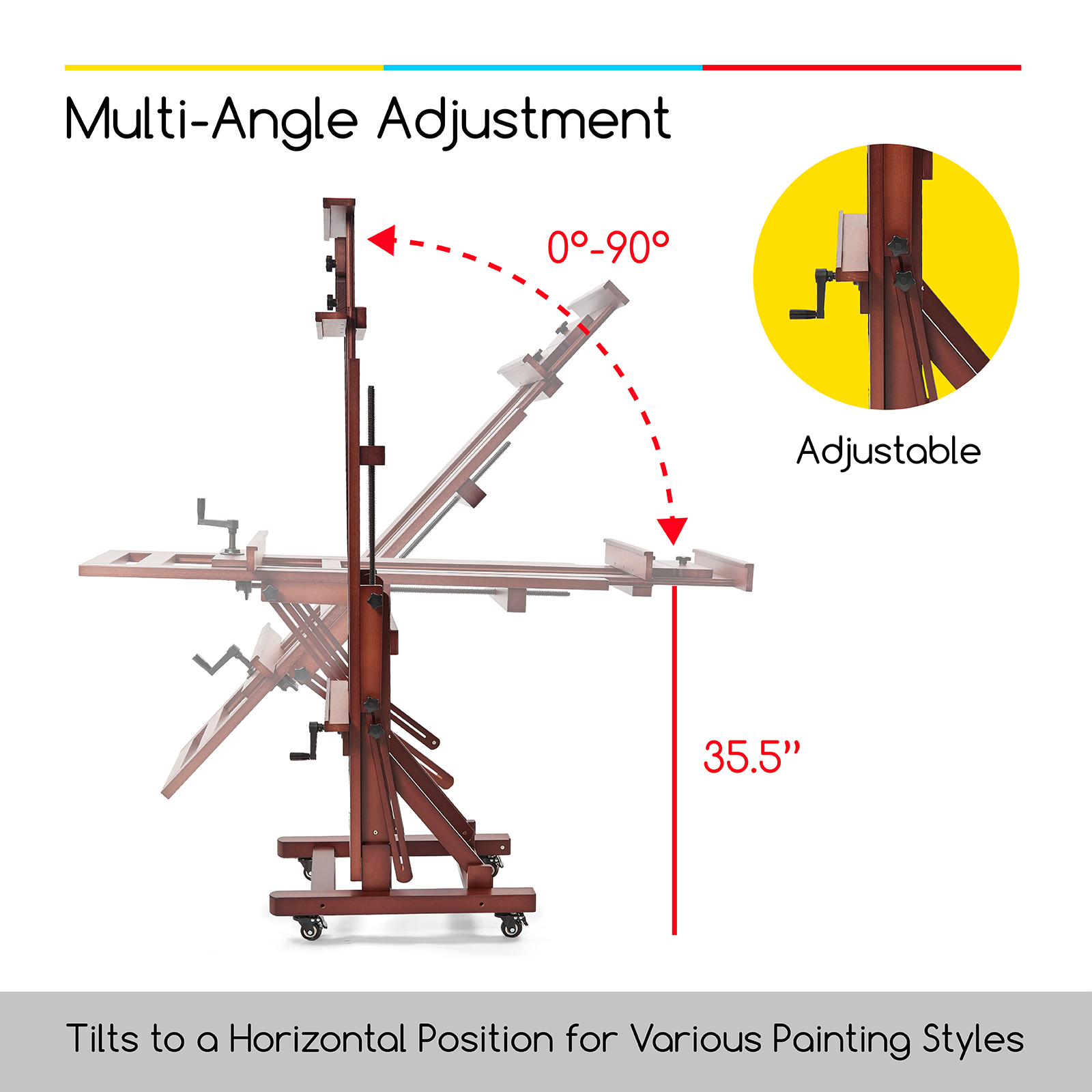 MEEDEN Extra-Large Artist Studio Easel in Dark Walnut-DHJ-12