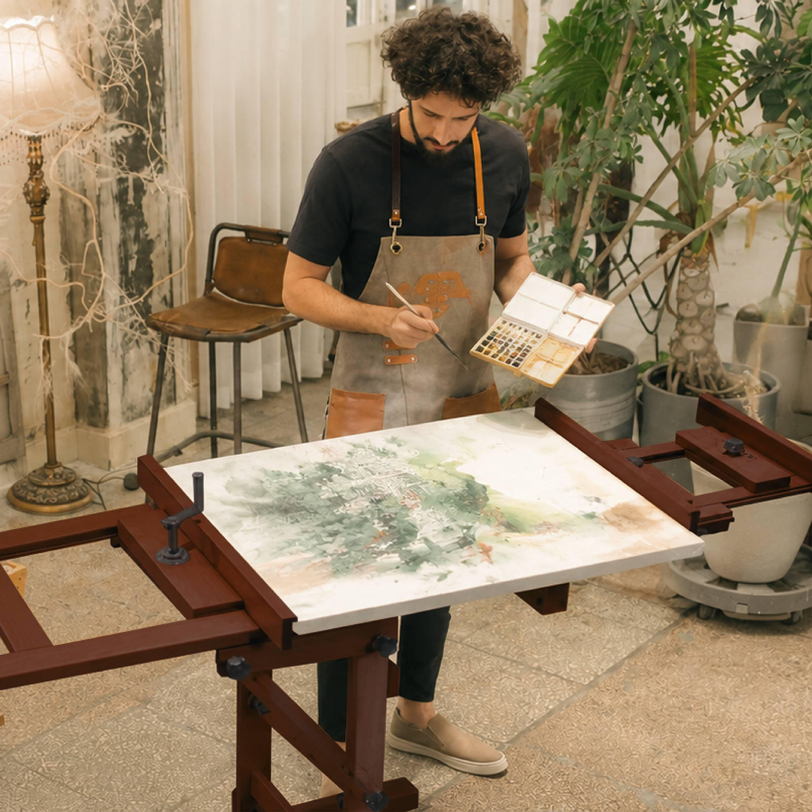 MEEDEN Extra-Large Artist Studio Easel in Dark Walnut-DHJ-12