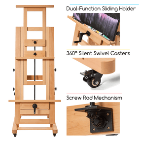MEEDEN Deluxe Studio Large Rocker Crank Heavy Duty Artist Easel-DHJ-12