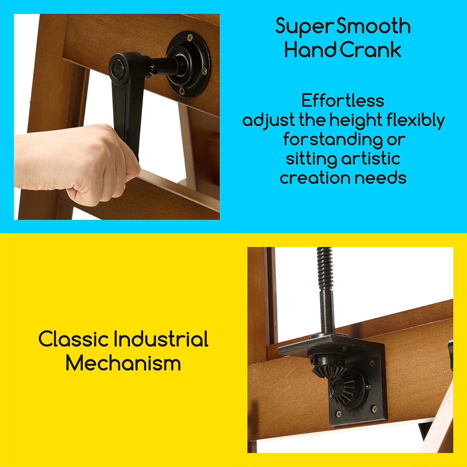 MEEDEN Deluxe Studio Large Rocker Crank Heavy Duty Artist Easel-Light Walnut-DHJ-12